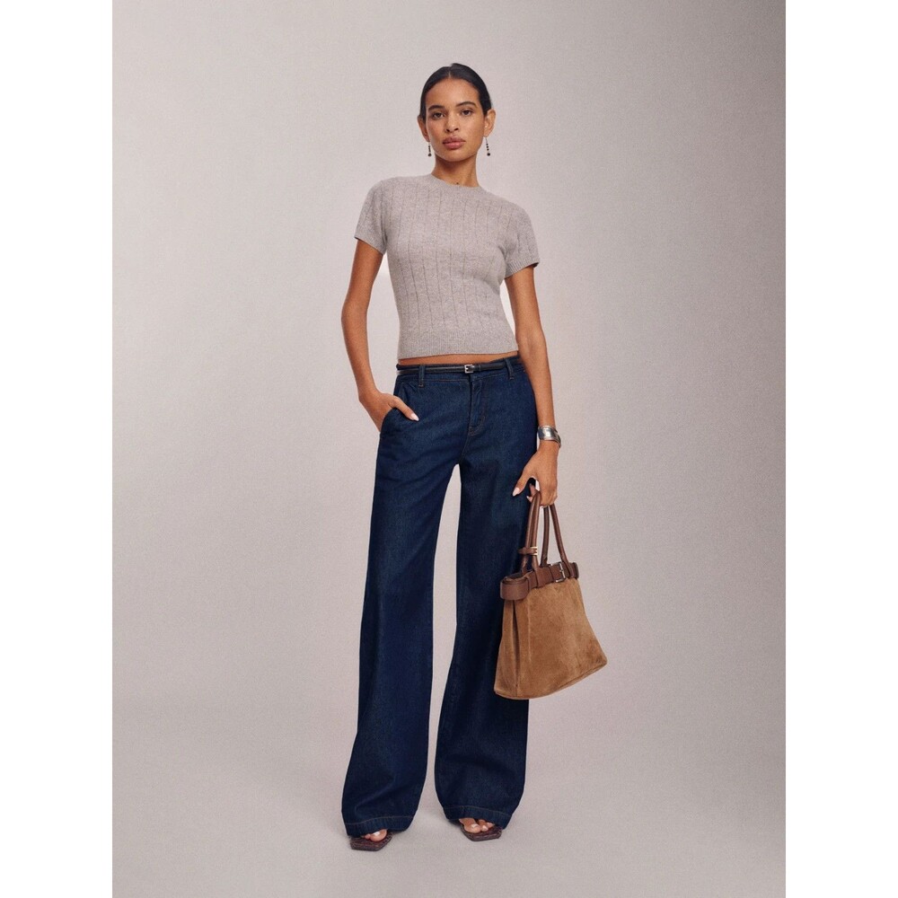 Reformation Elio Low Rise Denim Trousers Wash Marion Wide Leg